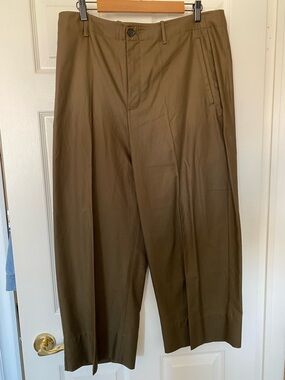 Banana Republic Olive Wide-Leg Cropped Pants